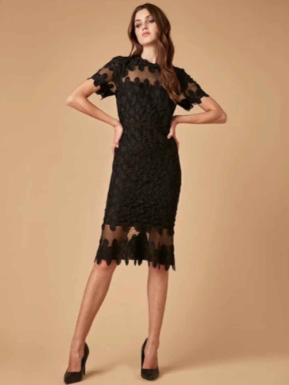 NWT Elie Tahari Venus Embroidery Dress Black Size 0